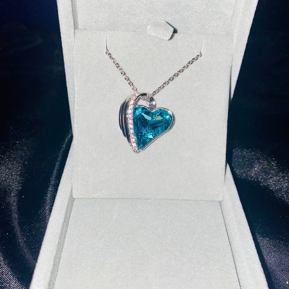 925 Sterling Silver Blue Australian Crystal Necklace (E)